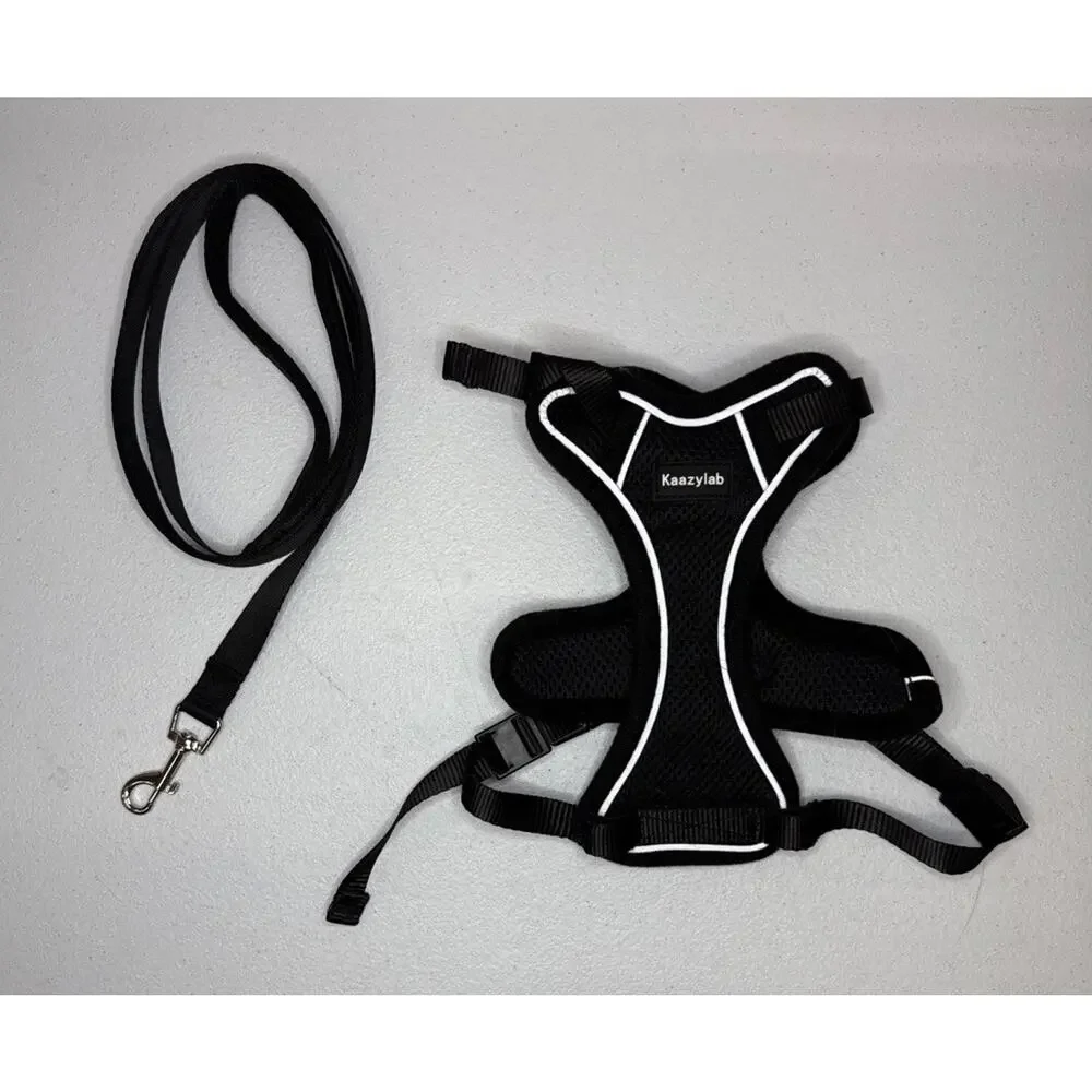 Kaazylab Cat Harness and Leash Black Size M (13-18 Lbs) Reflective Strip